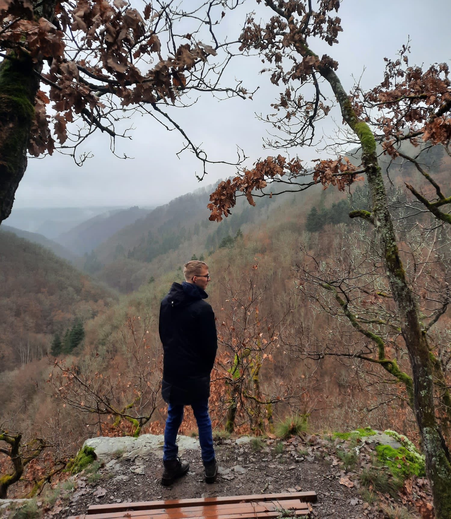 Mountain landscape with Koen looking ahead
